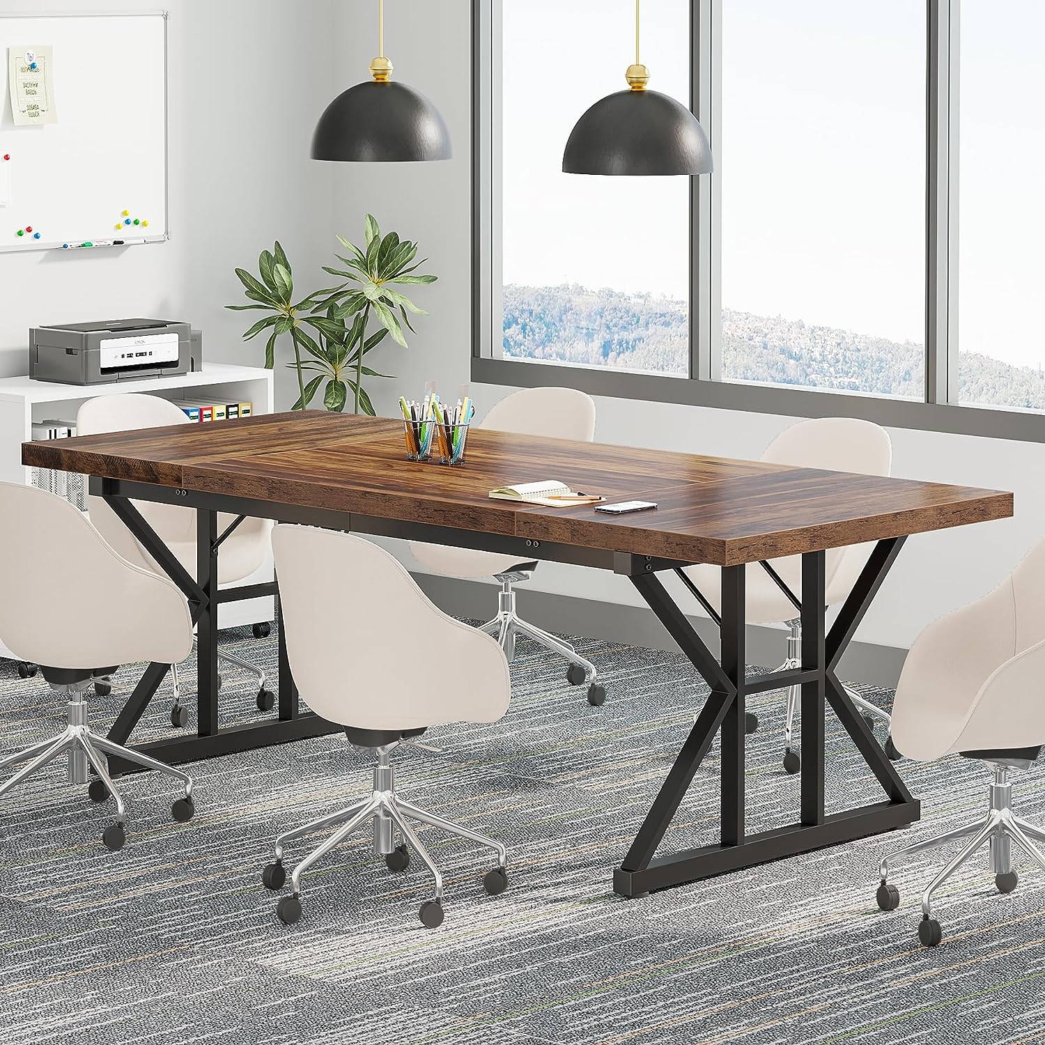 Tribesigns Conference Table, 6FT Rectangle Meeting Room Table Executive Desk Tribesigns